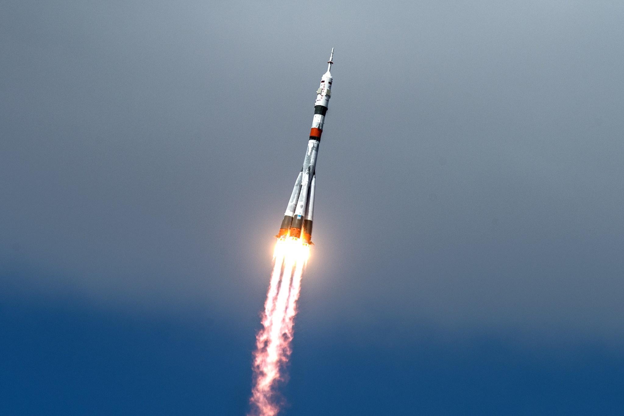 The Soyuz MS-16 lifts off from Site 31 at the Baikonur Cosmodrome in Kazakhstan Thursday, April 9, 2020