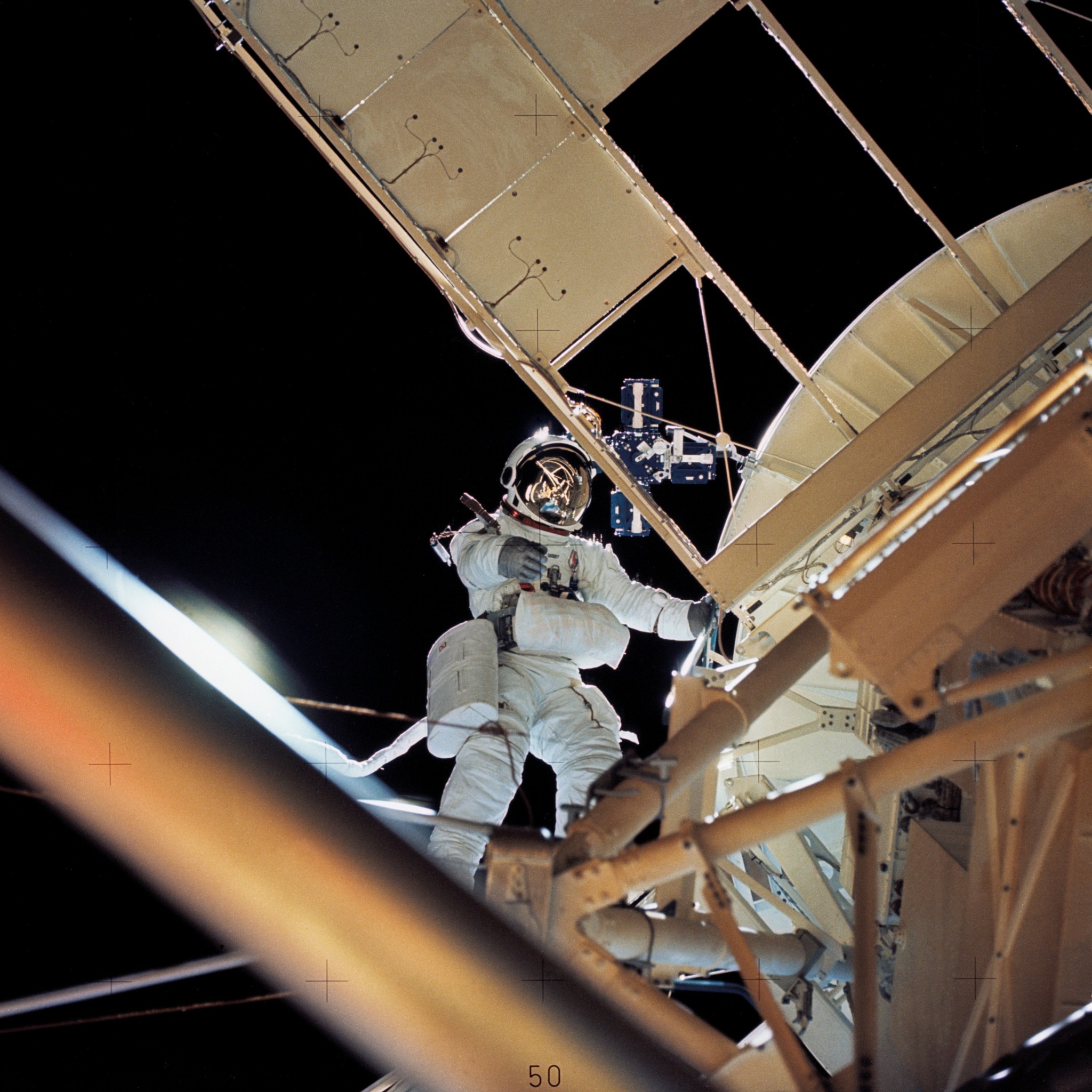 Scientist-astronaut Owen K. Garriott in spacesuit