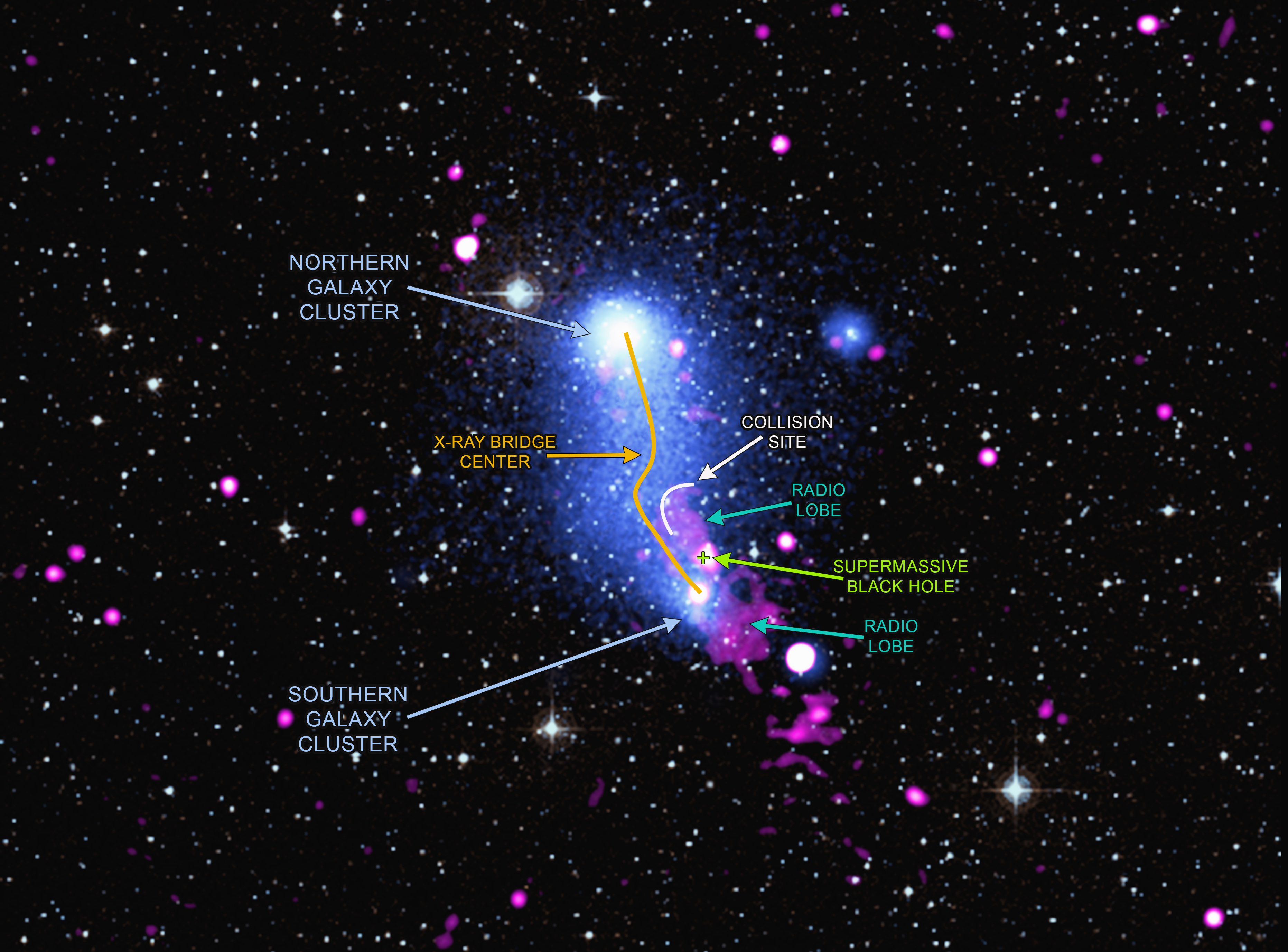 Labelled X-ray, Optical & Radio Images of Abell 2384