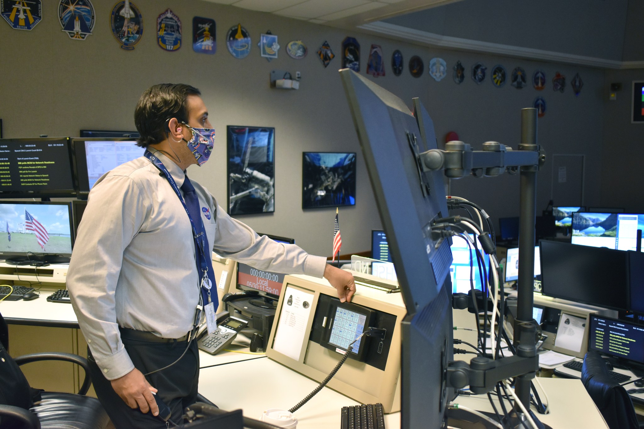 Human Space Flight Communications and Tracking Network (HSF CTN) director Neil Mallik supports the SpaceX Crew Dragon launch.