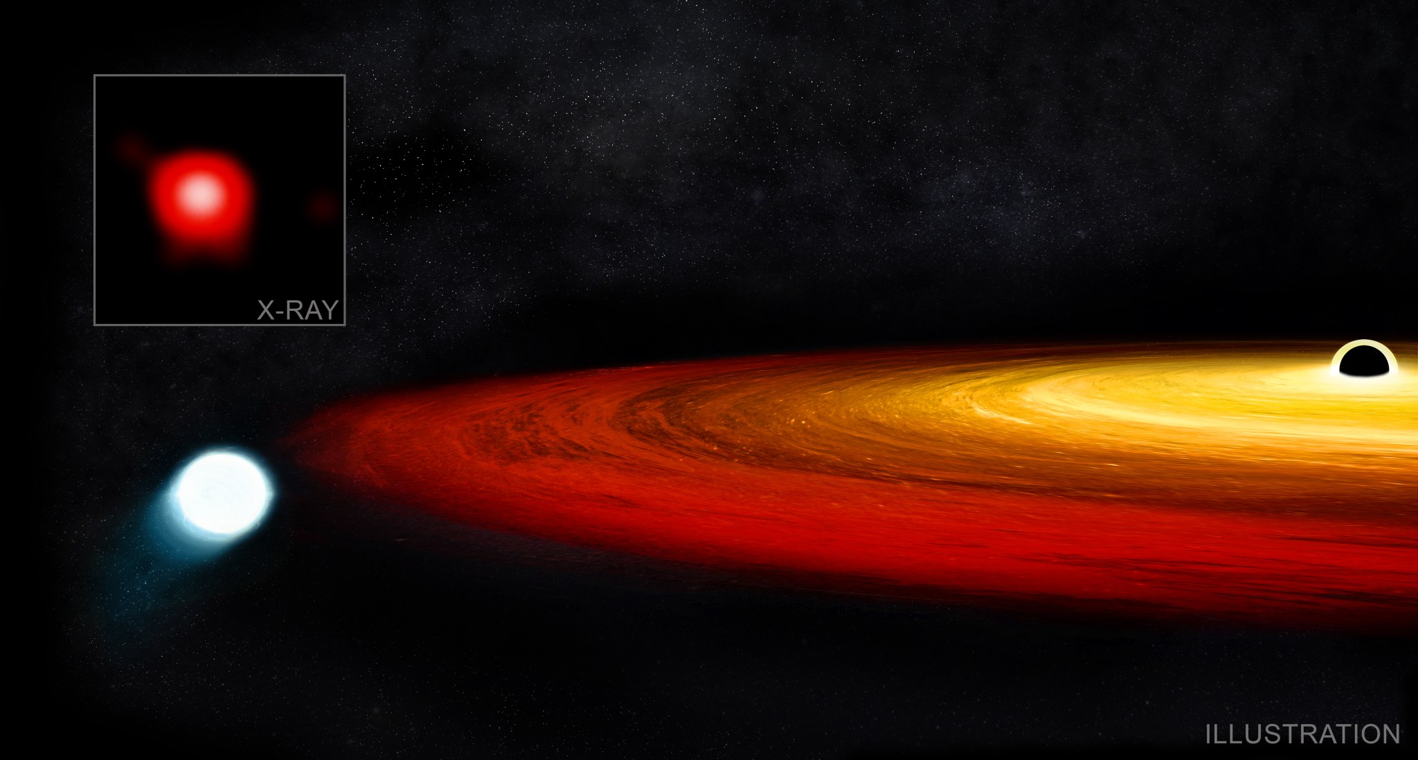 As a red giant star approached a supermassive black hole in the galaxy GSN 069, it was caught in the black hole's gravity.