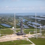 An aerial view of Launch Complex 39B at NASA's Kennedy Space Center in Florida.
