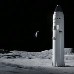 Artist concept of the SpaceX Starship on the surface of the Moon.