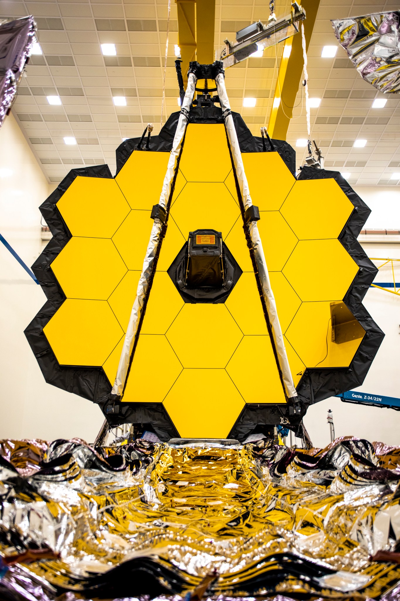 Shown fully stowed, the James Webb Space Telescope’s Deployable Tower Assembly.
