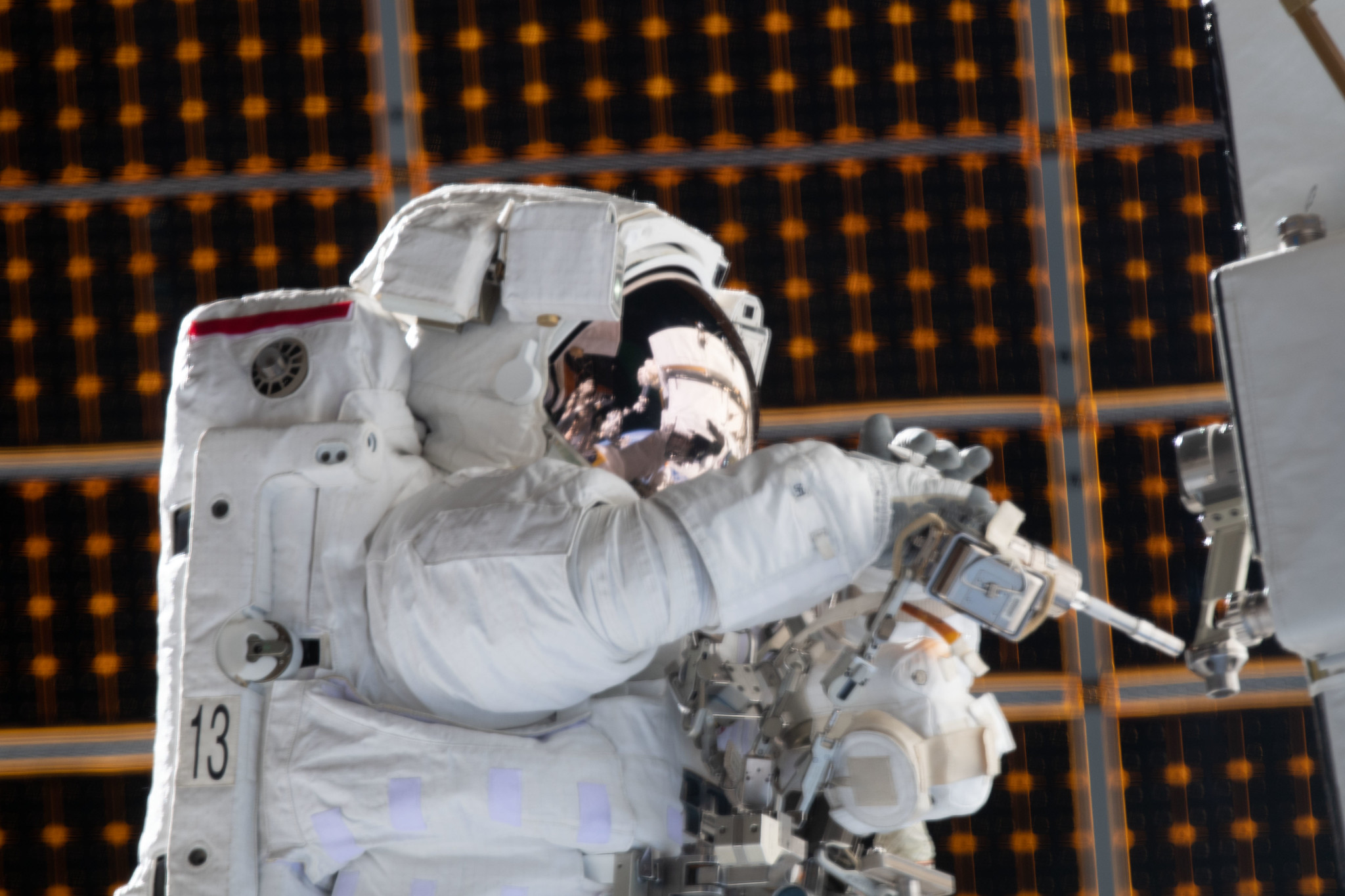 NASA astronaut Jessica Meir is pictured during a spacewalk she conducted with NASA astronaut Christina Koch Jessica Meir