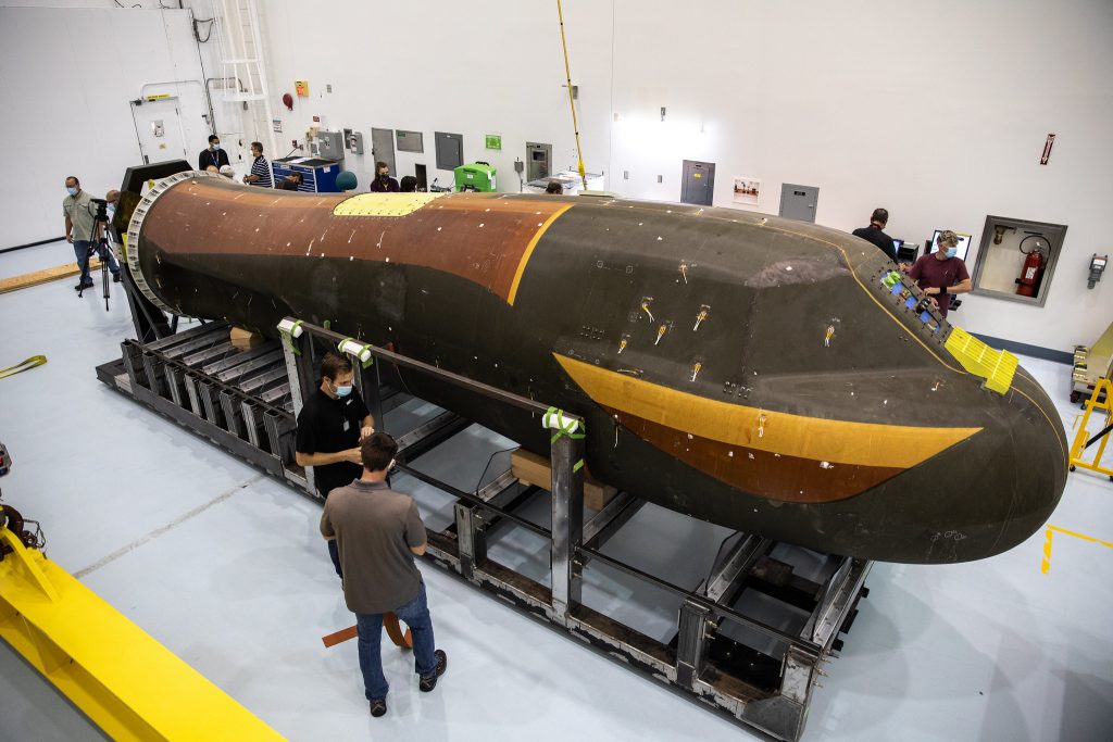 Sierra Nevada Corporations test article inside the SSPF at Kennedy Space Center in Florida.