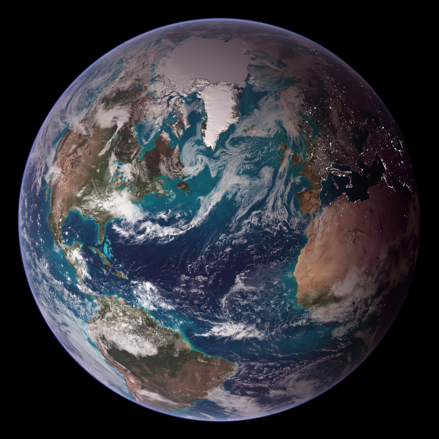 vibrant image of Earth from space with a view over the Atlantic Ocean