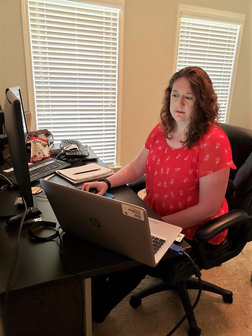 Marshall budget analyst Dorothy Venable works from her home office. 