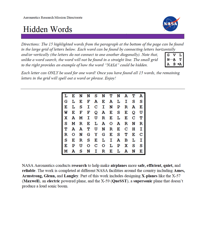 Hidden Words Activity