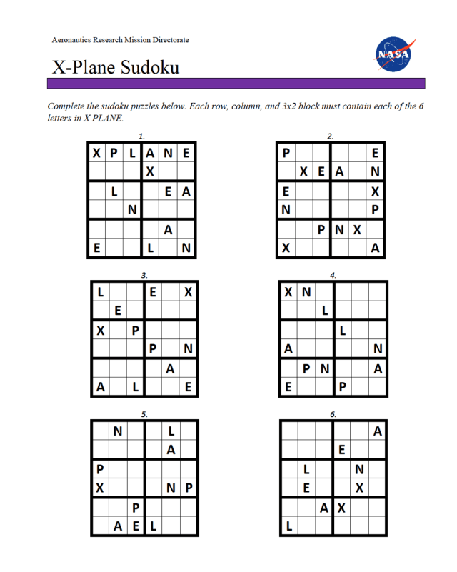 X-Plane Sudoku Activity