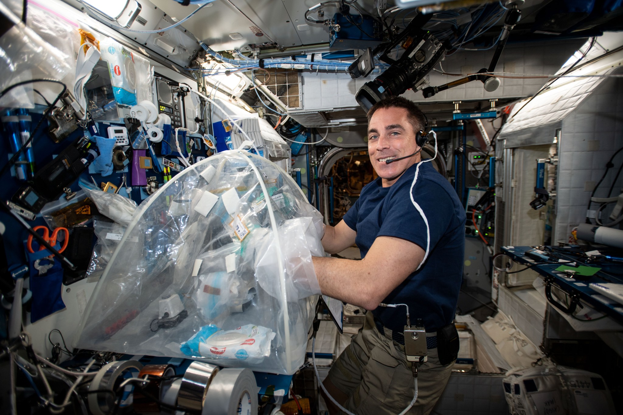 astronaut Chris Cassidy processes biological samples