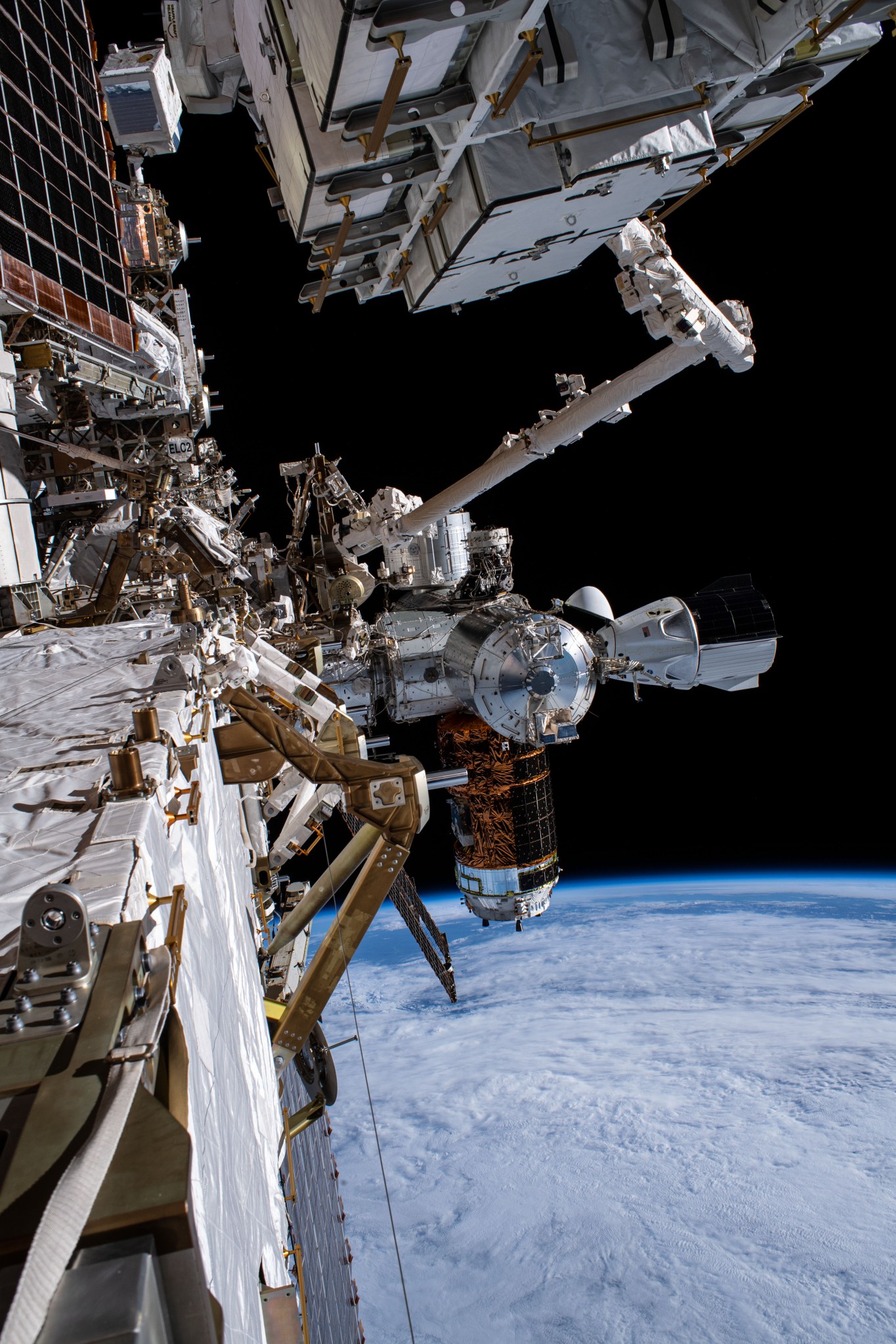 SpaceX Crewed Dragon docked to space station