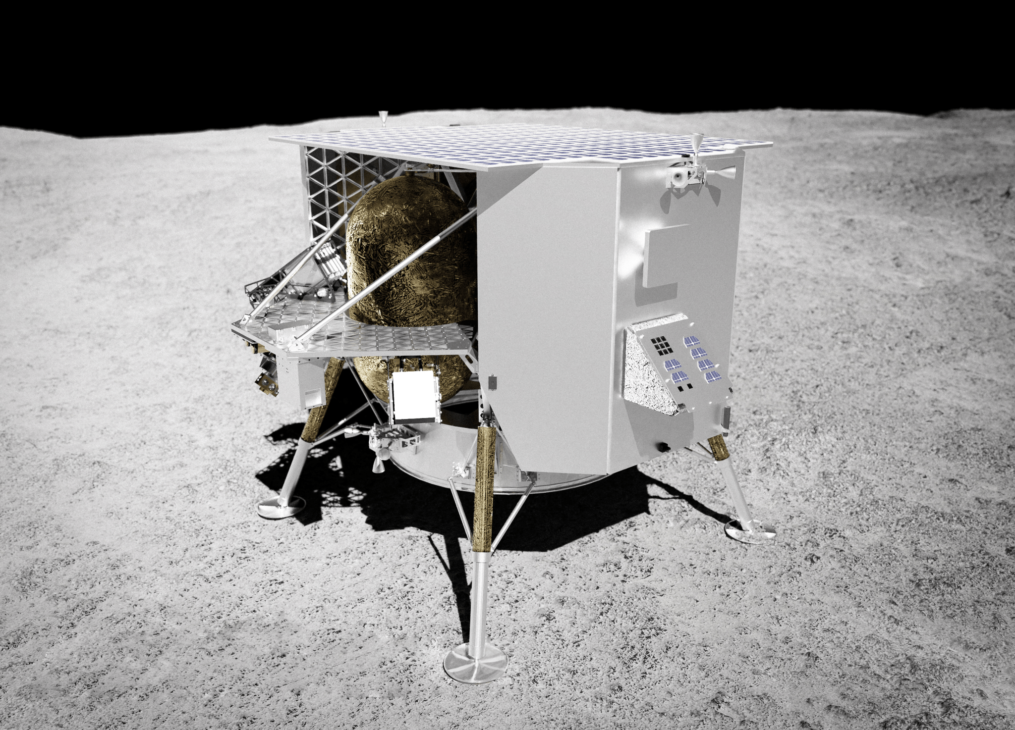 A lander device on the surface of the Moon, equipped with nine experiments.