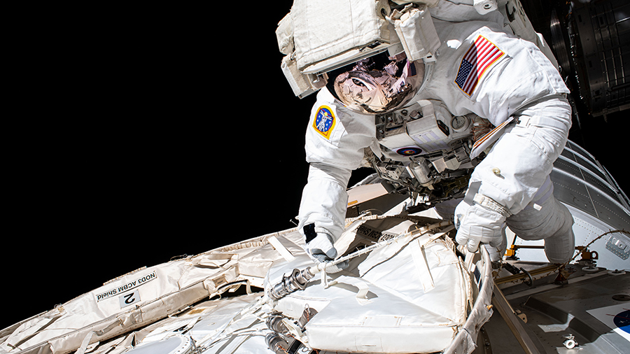 Expedition 63 Commander Chris Cassidy conducts a spacewalk