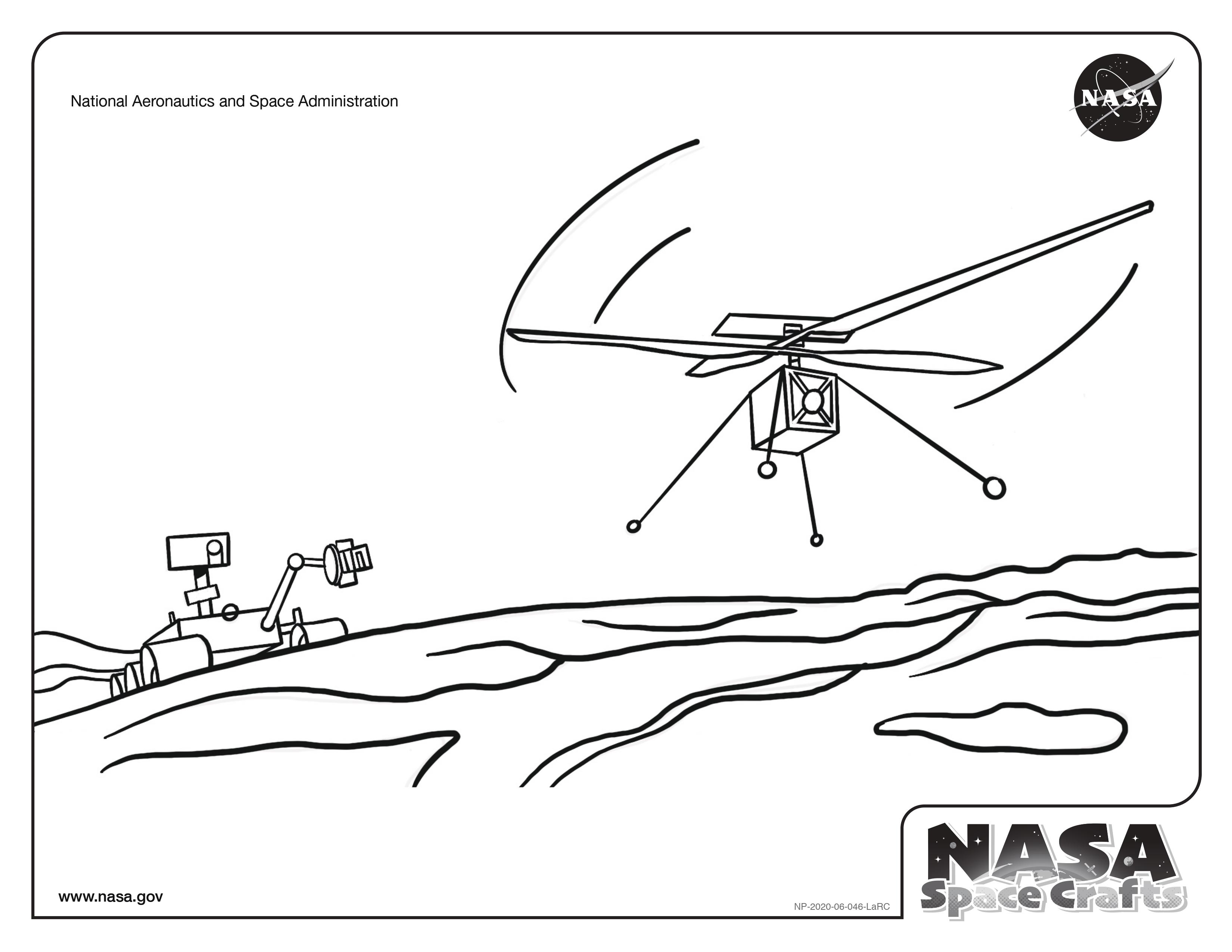 An image of the NASA Space Crafts coloring page about the Mars 2020/Perseverance rover mission