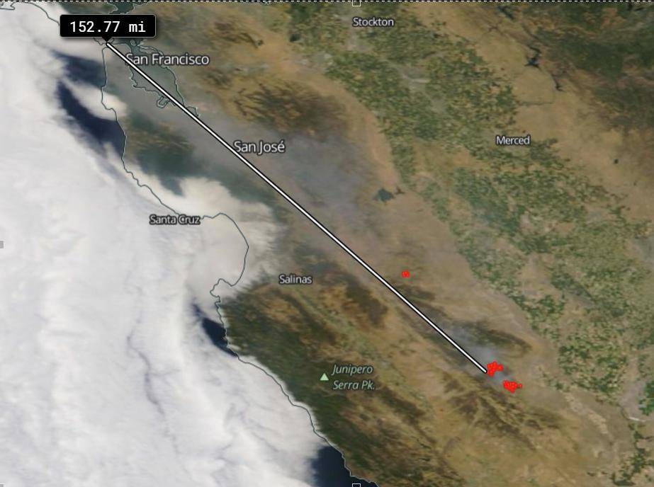 NASA’s Aqua Sees Mineral Fire’s Smoke Travel to San Francisco