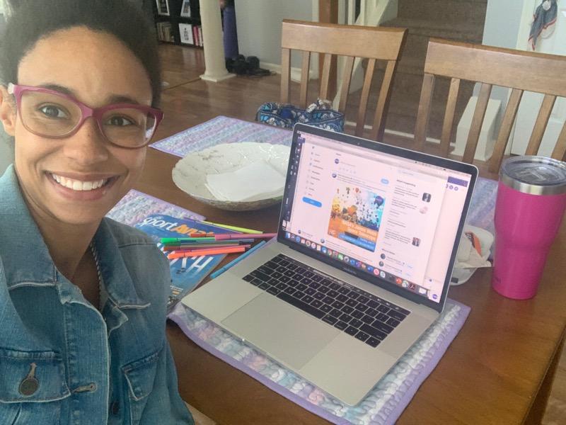 NASA Langley social media manager Natalie Joseph shows off her home-based workspace.