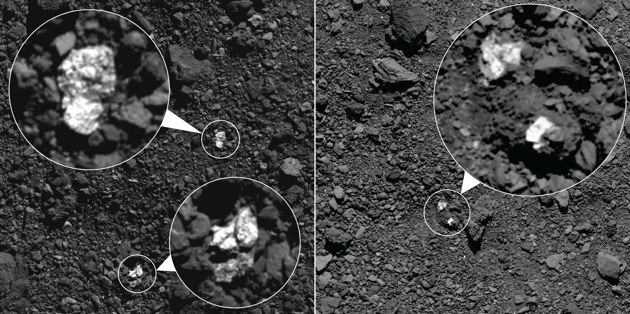 Image of Vesta meteorites on asteroid Bennu