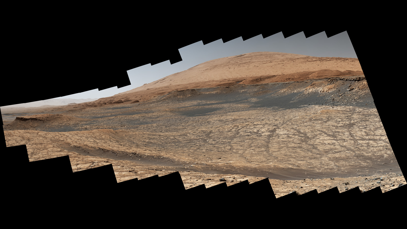 Stitched together from 116 images, this view captured by NASA's Curiosity Mars rover shows the path it will take in the summer o