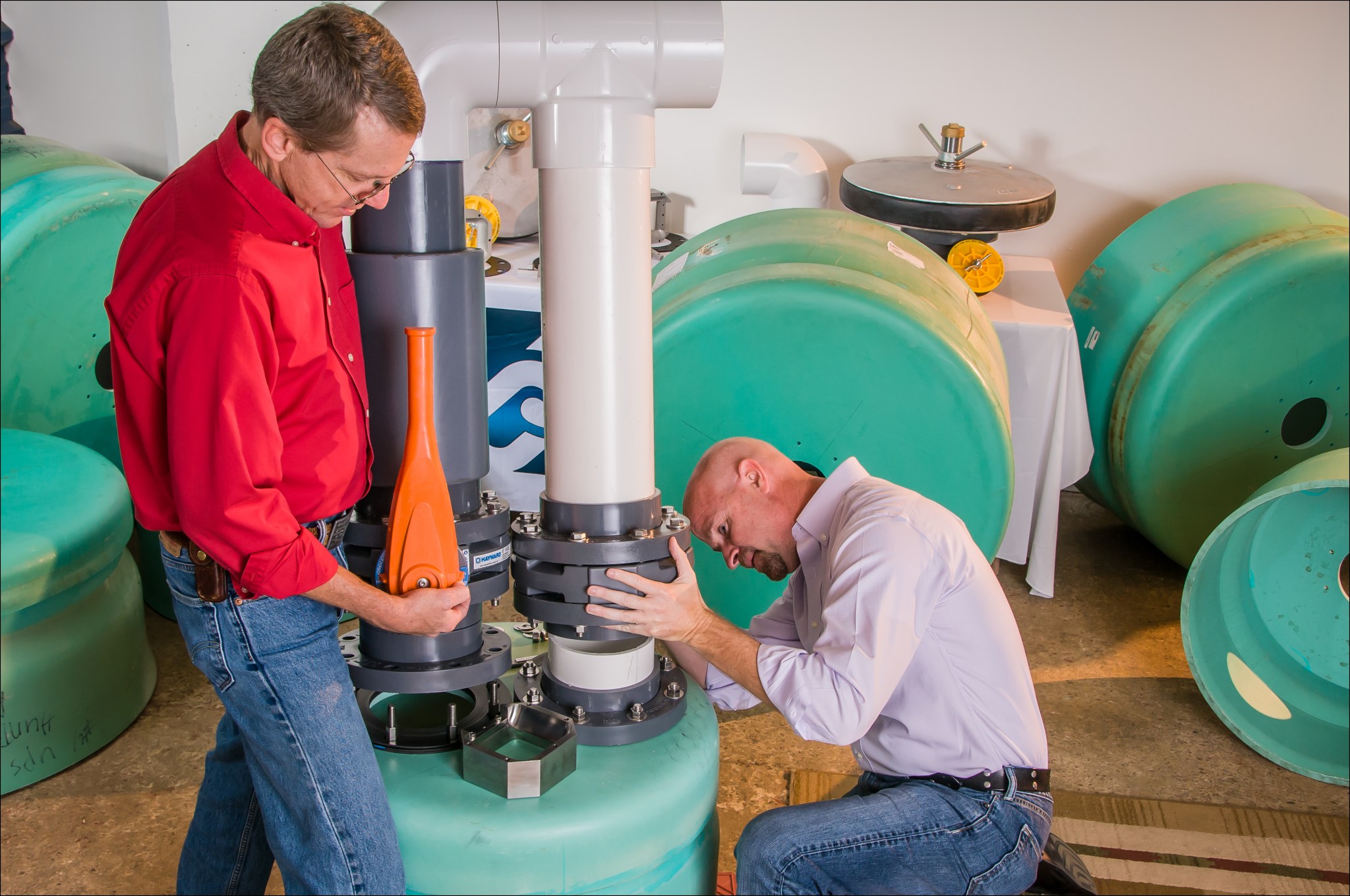 Engineers working on Ares I rocket.