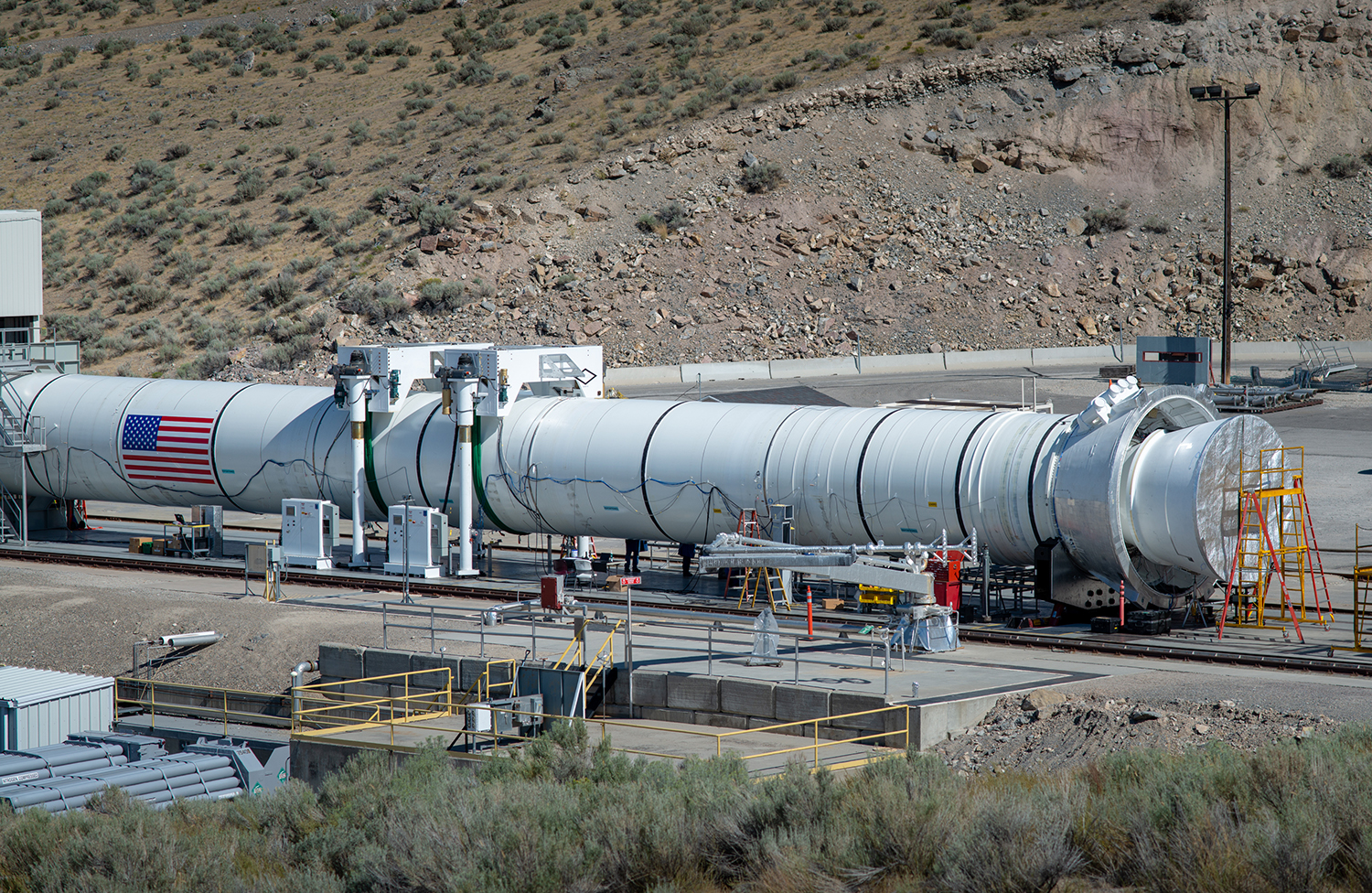 Teams have installed the flight support booster for later versions of the solid rocket boosters on NASA’s Space Launch System