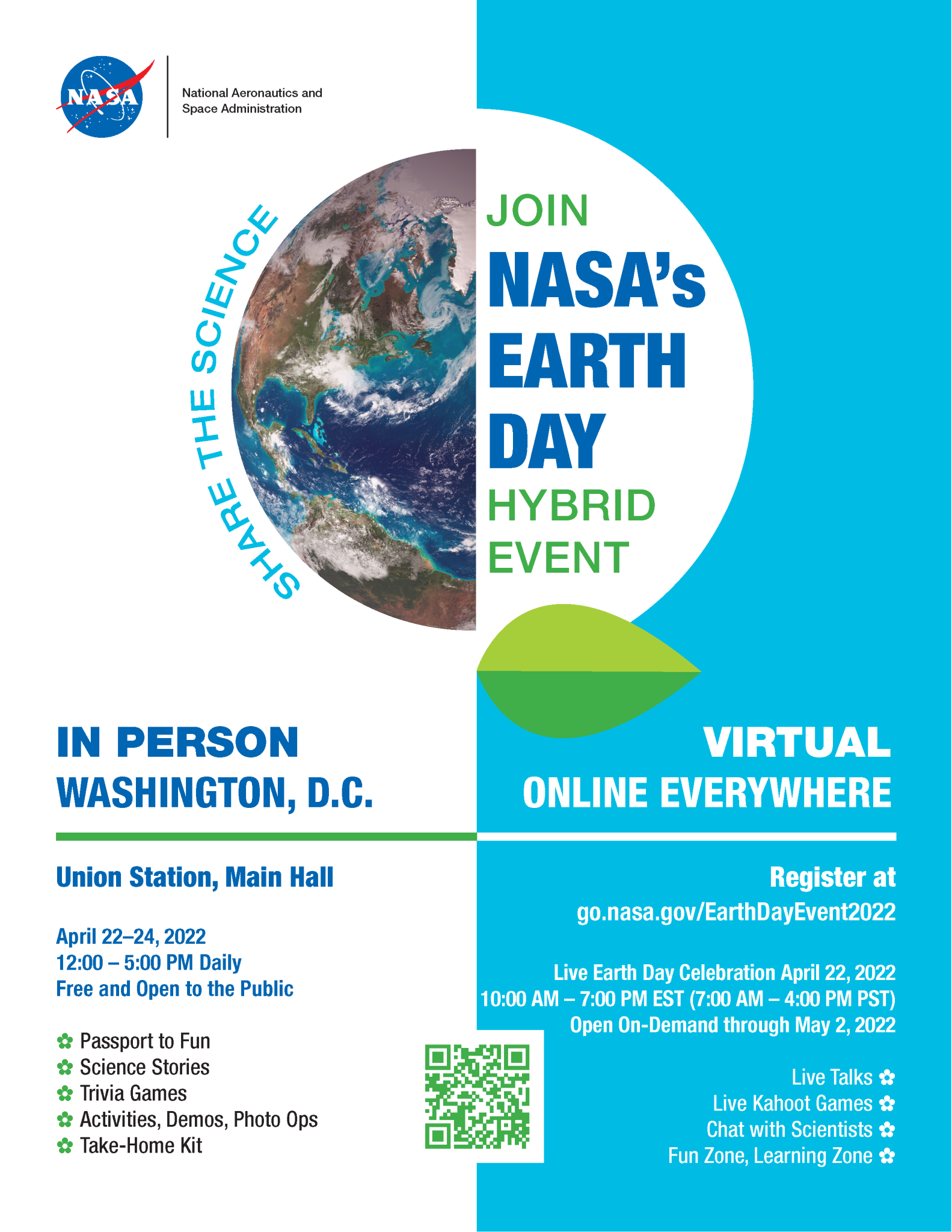 Earth Day dates, online and in person.