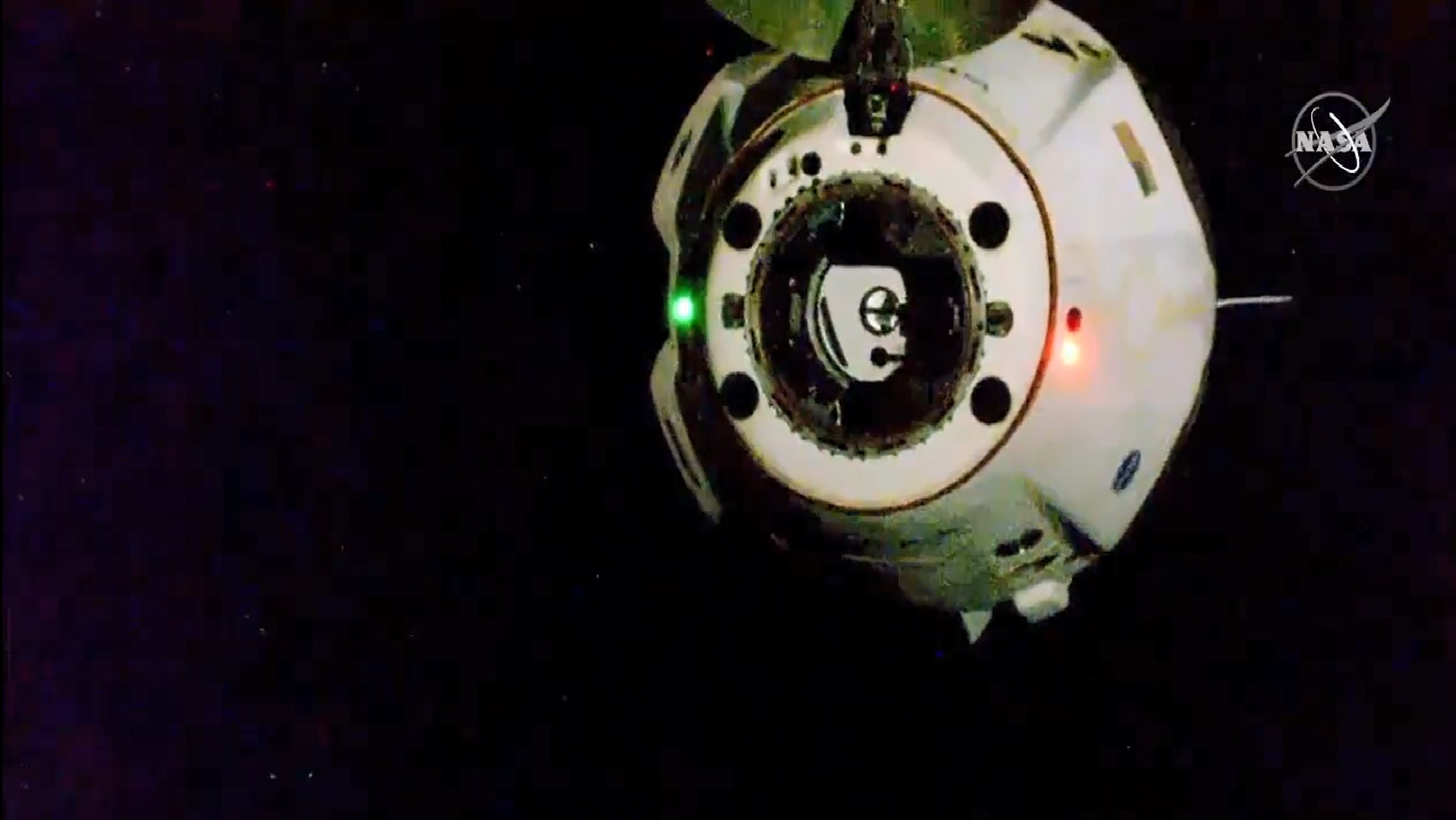 SpaceX’s Crew Dragon “Endeavour” spacecraft moments after undocking from the International Space Station on NASA TV