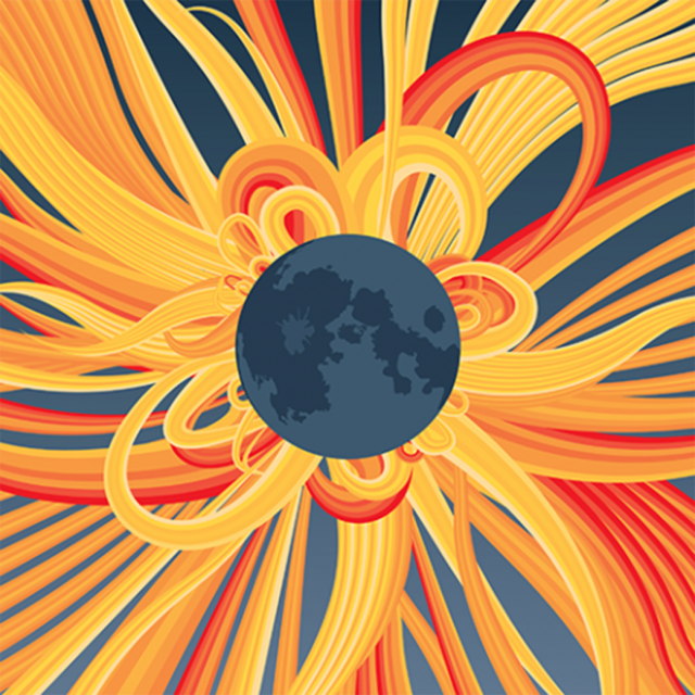 An artistic poster of a full solar eclipse