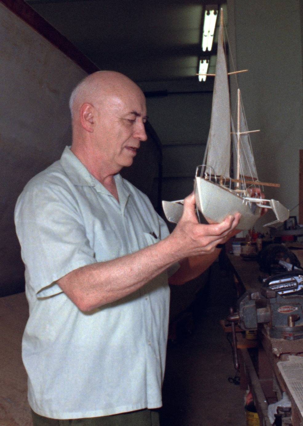 gilruth_w_model_of_boat_he_buit_feb_4_1972