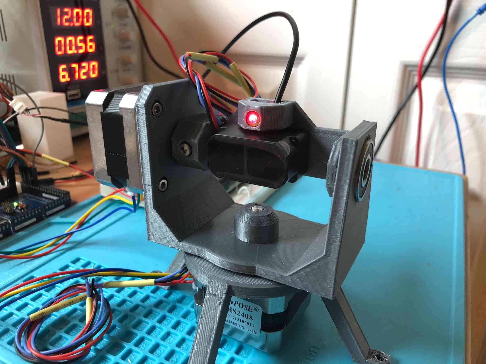 home-printed laser testing rig