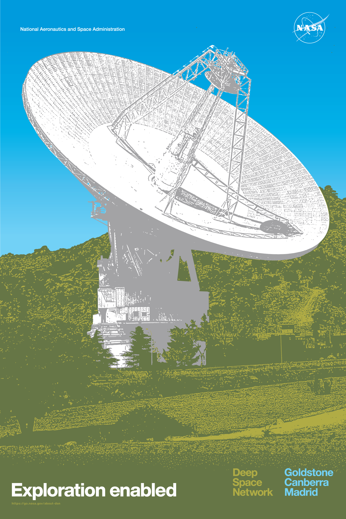 Artistic impression of the 70 meter at the Madrid Deep Space Communications Complex 