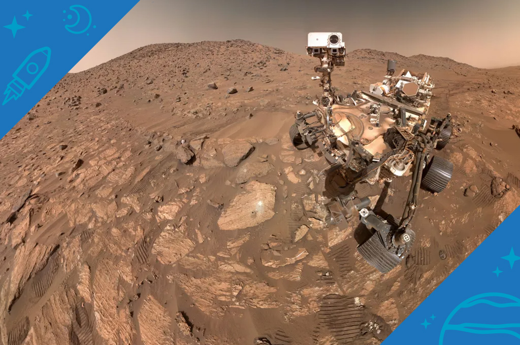 A picture of red, dusty Martian surface taken by NASA’s Perseverance Mars rover