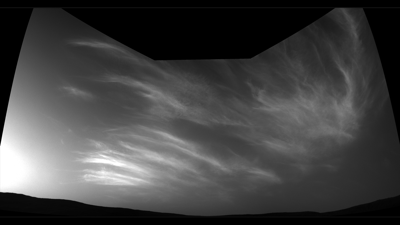 NASA's Curiosity Mars rover imaged these drifting clouds on May 17, 2019