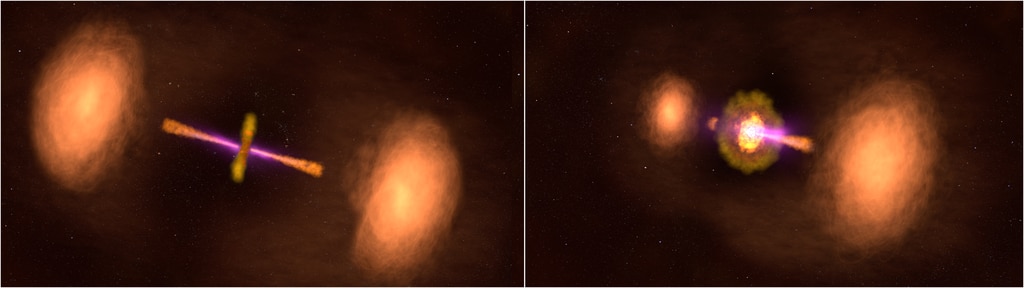 Profile and perspective views of active galaxy TXS 0128+554