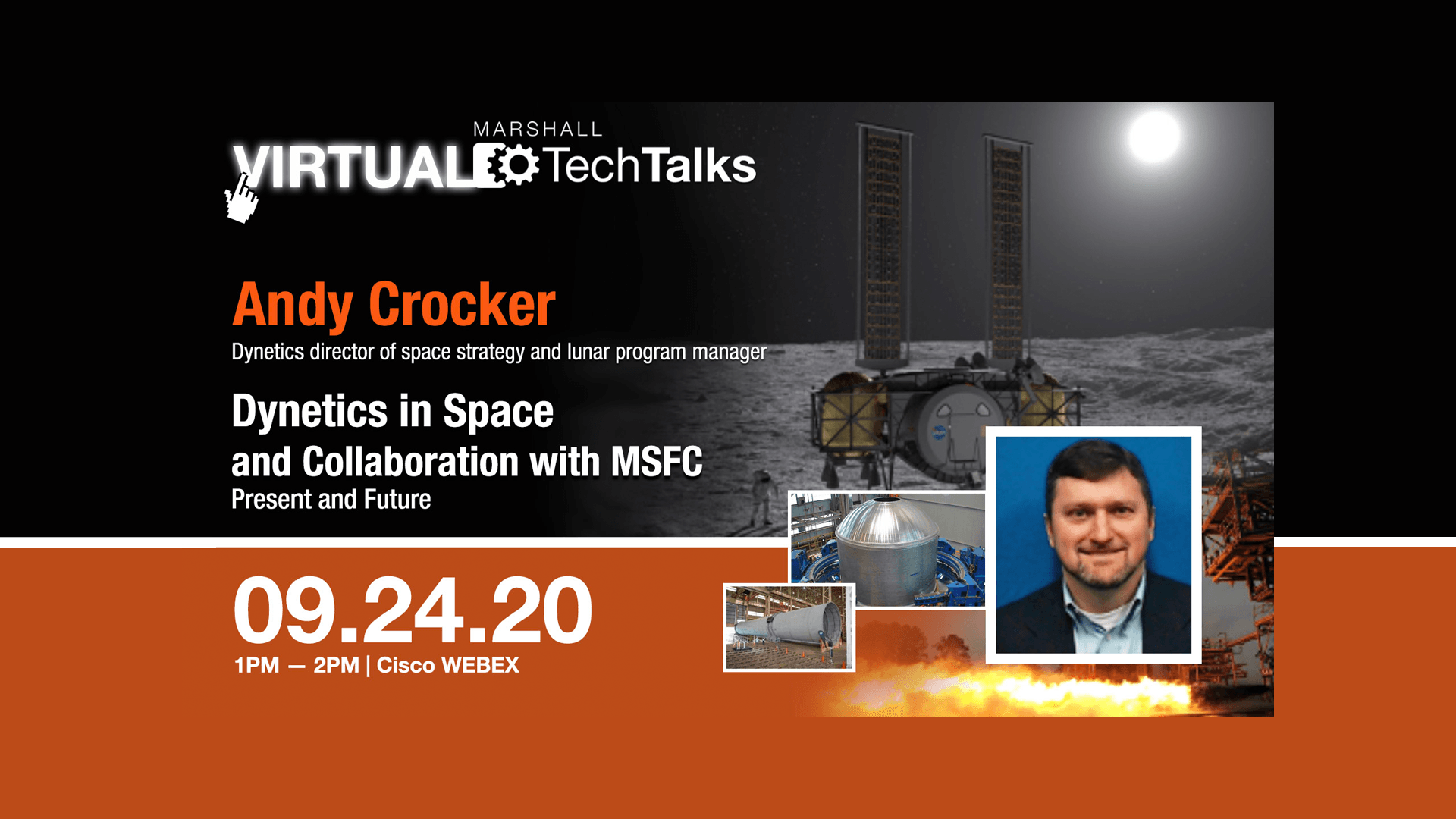 Andy Crocker will virtually present the latest installment of NASA’s Marshall Space Flight Center’s Tech Talk series Sept. 24. 