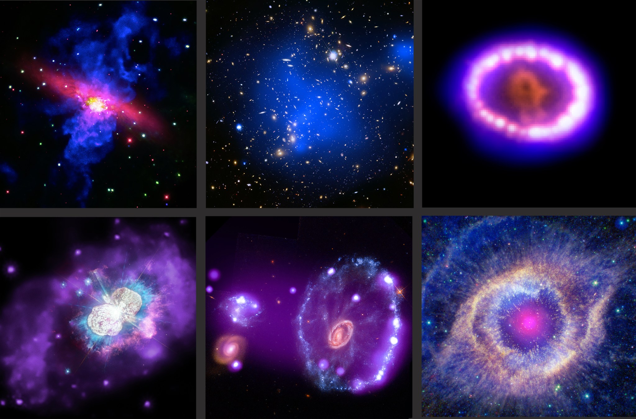 This selection of images of different kinds of light have been combined to better understand the universe.