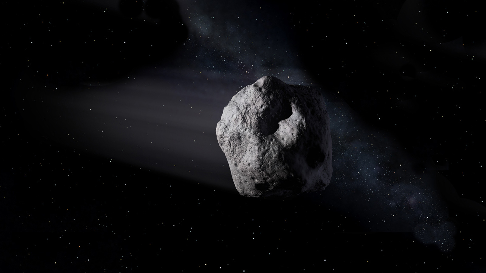 Illustration shows a near-Earth asteroid 