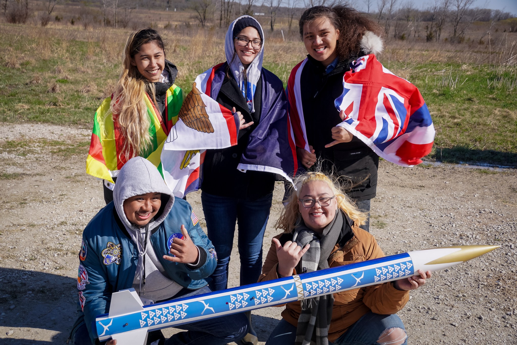 Students from Kapi'olani Community College participate in the Wisconsin Space Grant Consortium's First Nations Launch.