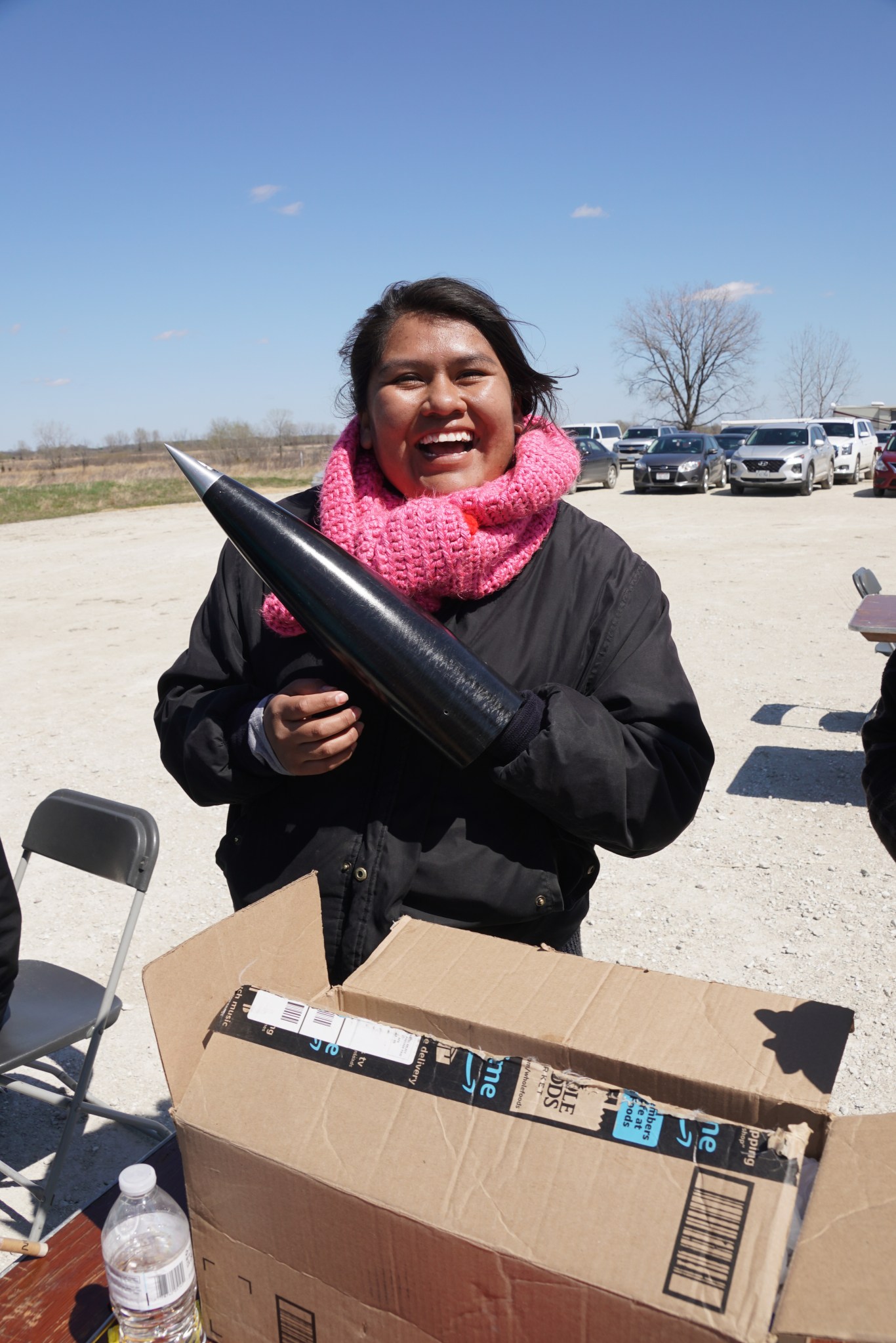 Skyhawks team lead Jodi James participates in the Wisconsin Space Grant Consortium's First Nations Launch competition in 2019.