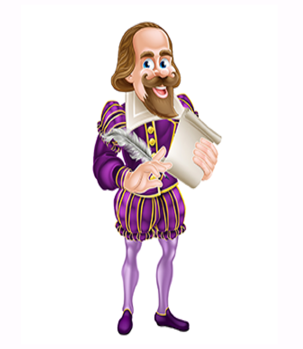 A cartoon farmer resembling Shakespeare