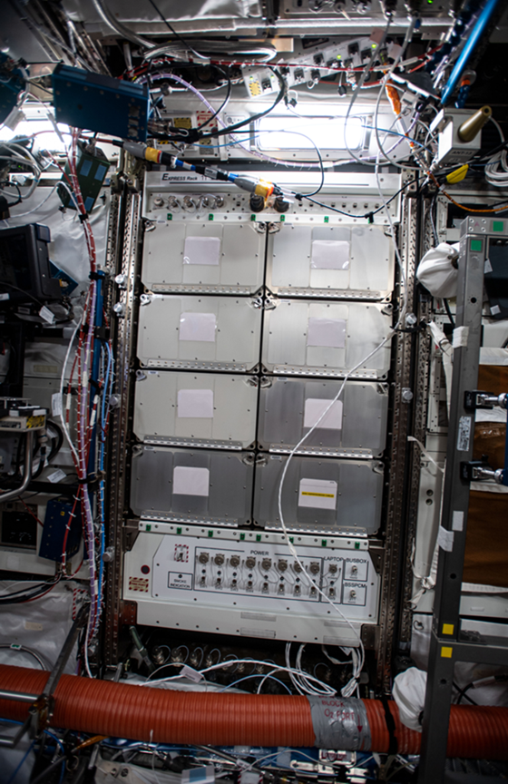 The final ExPRESS rack aboard the International Space Station, following installation Sept. 1. 