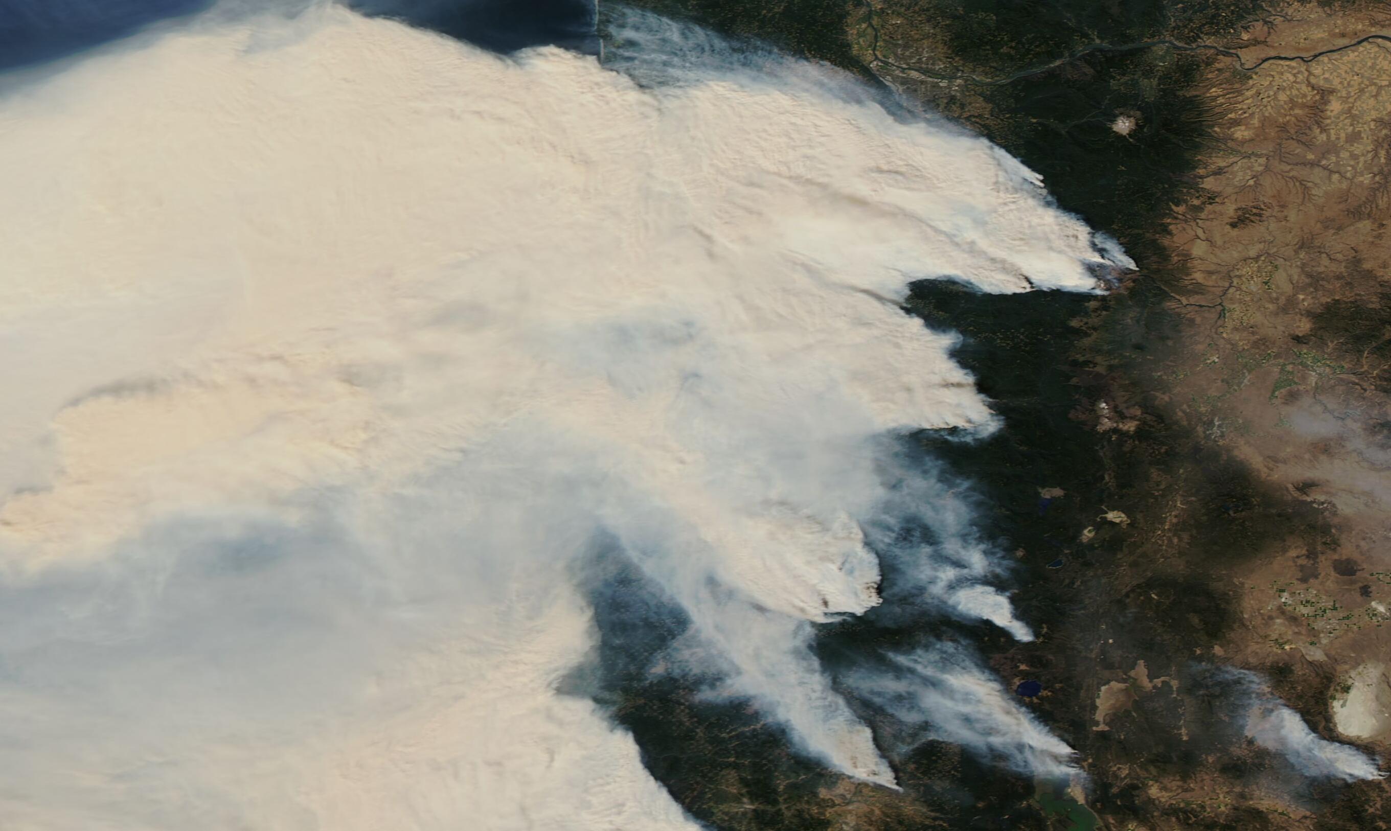 Aqua image of the Oregon wildfires on Sep. 9, 2020.