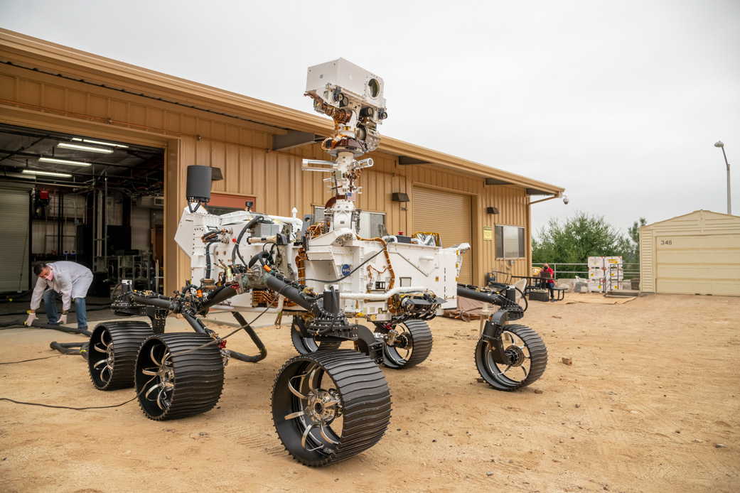 The full-scale engineering model of NASA's Perseverance rover