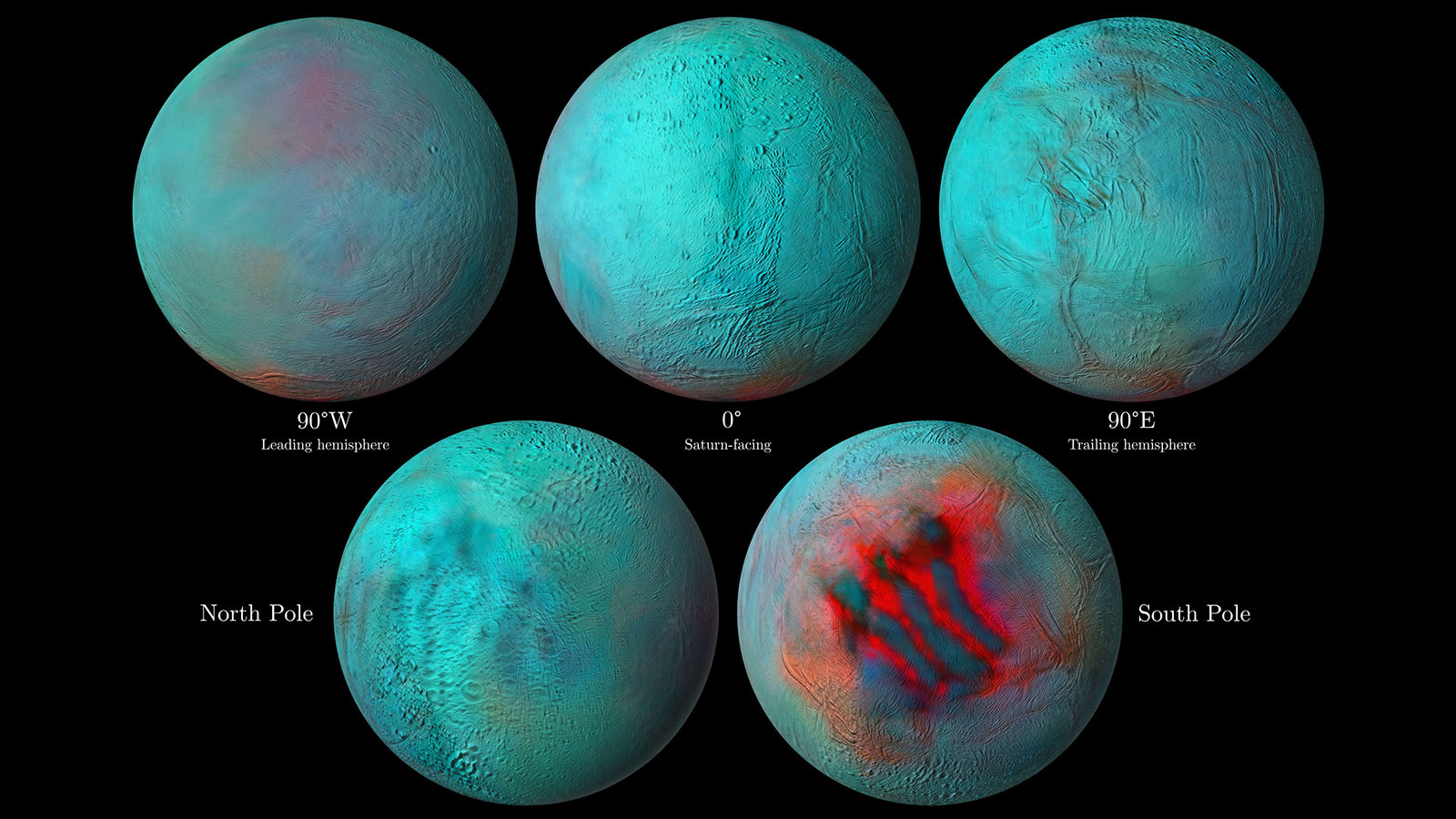 Several images of Enceladus