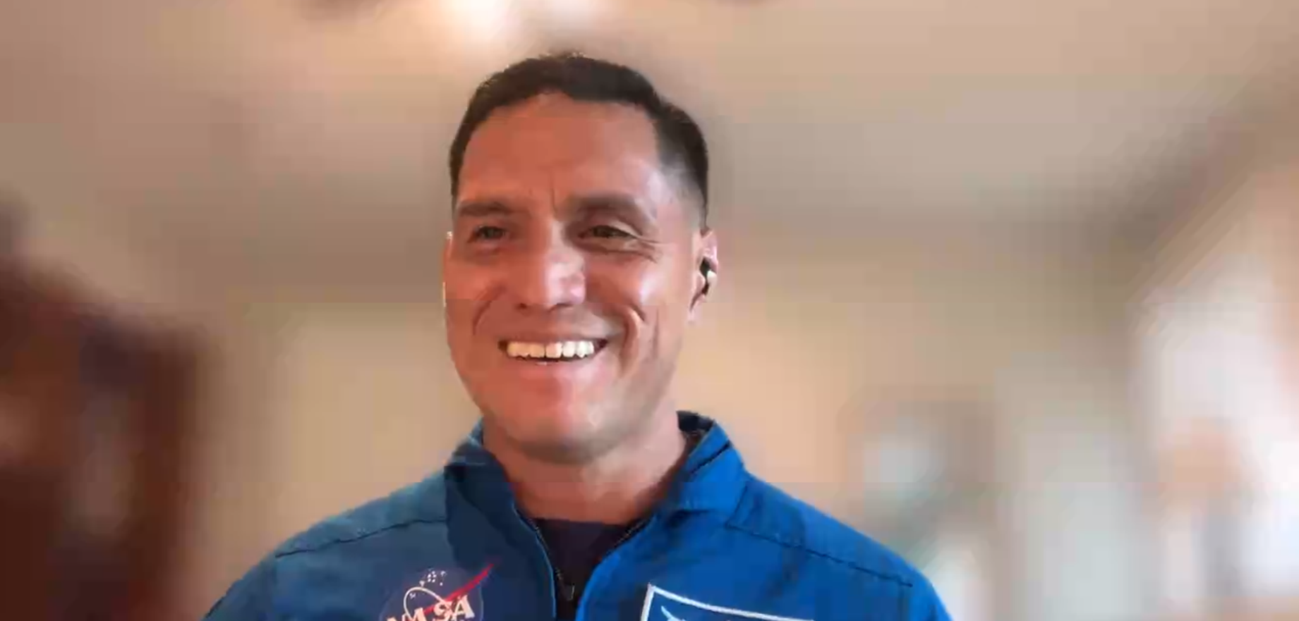 NASA astronaut Dr. Frank Rubio speaks to team members during Marshall Space Flight Center’s virtual Hispanic Heritage Month.