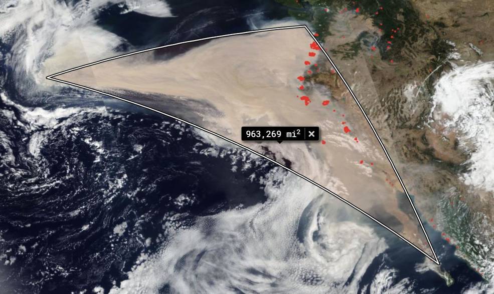 Square miles of smoke from western U.S. fires