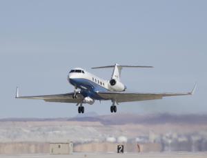 NASA's C-20A research aircraft takes off