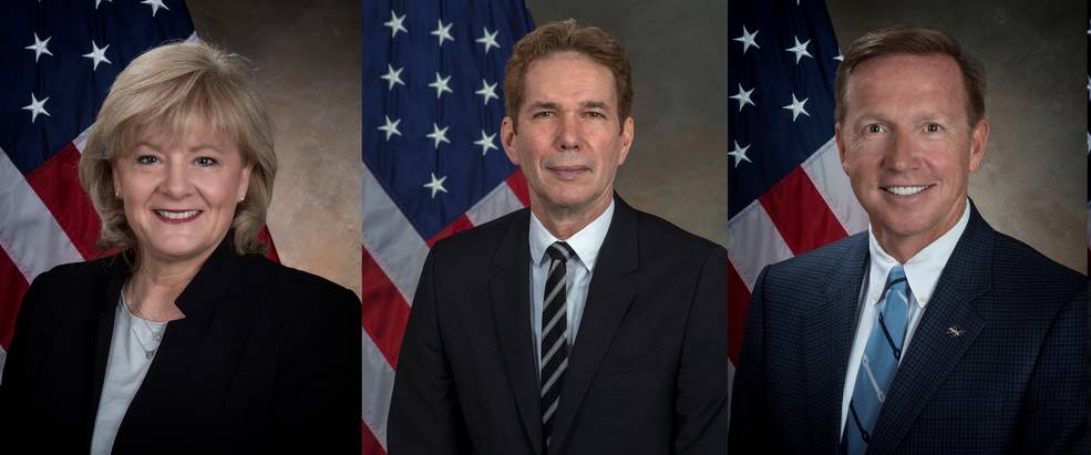 NASA's Marshall Space Flight Center leaders – from left, Jody Singer, Paul McConnaughey, and Steve Miley.