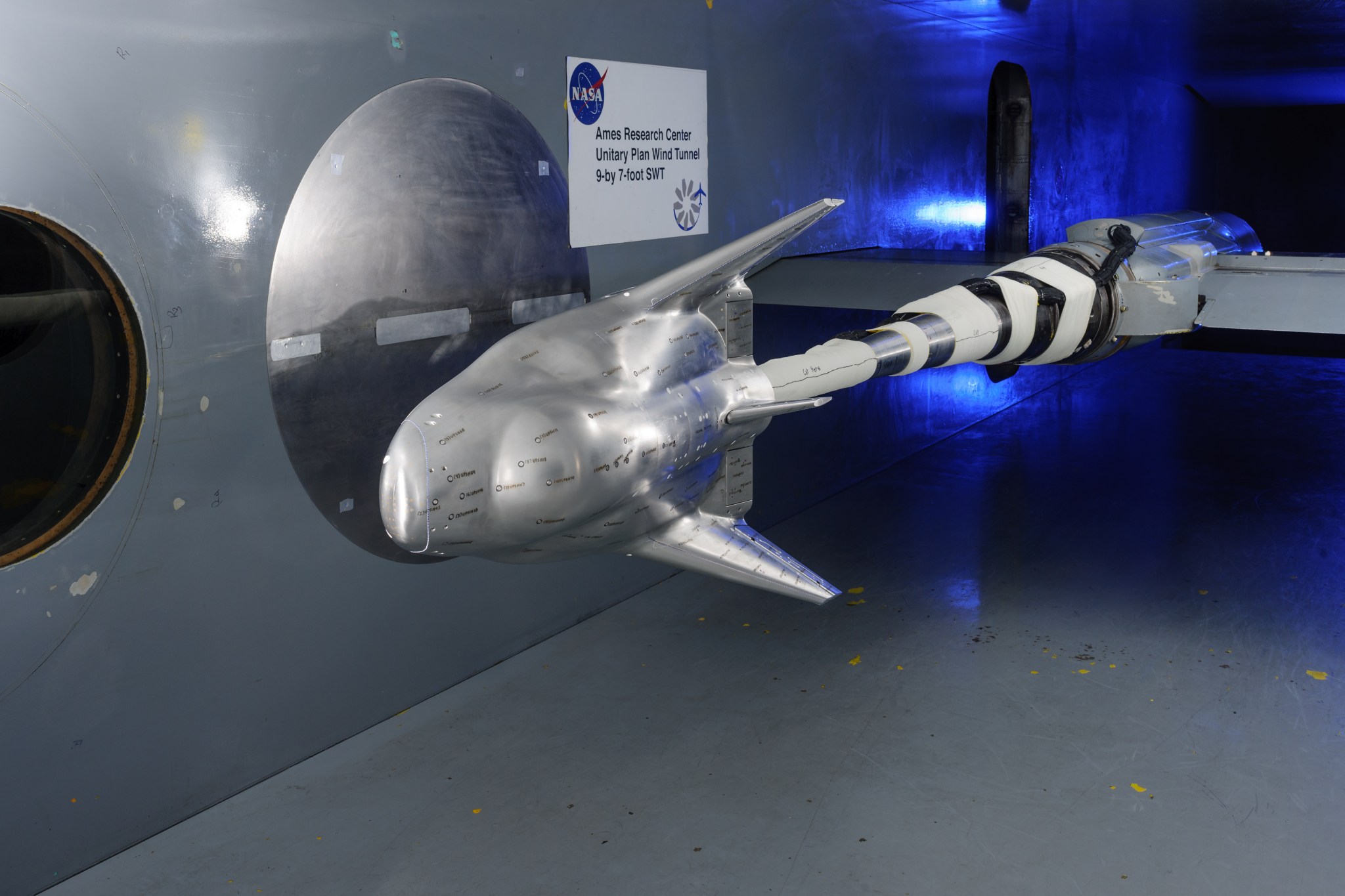 model of SNC Dream Chaser Lifting Body aircraft in wind tunnel