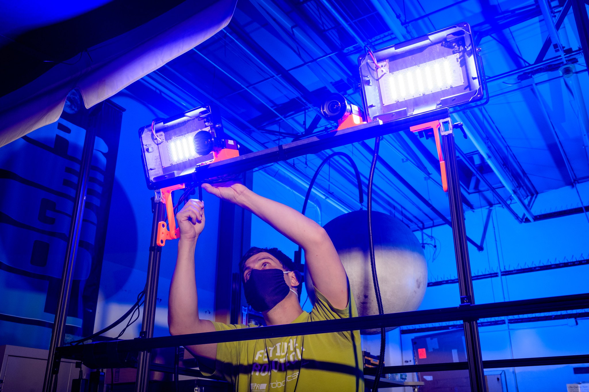 VIPER team member works on LED lightning system